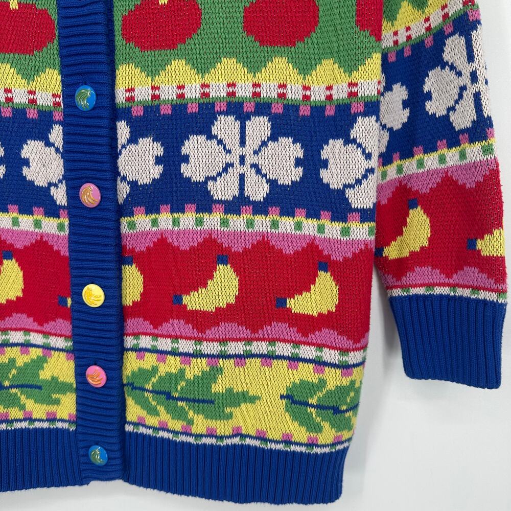 FARM RIO Sweet Orchard Chunky Knit Cardigan Cozy Oversized Fruit Floral Sweater - Picture 9 of 16